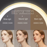 Round Vanity Mirror 50cm/20" Large for Dressing Table, 3 Light Mode, Adjustable Brightness, 360° Rotation, Plug Charge