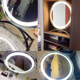 Round Vanity Mirror 50cm/20" Large for Dressing Table, 3 Light Mode, Adjustable Brightness, 360° Rotation, Plug Charge