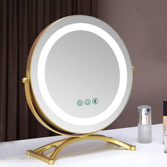 Round Vanity Mirror 50cm/20" Large for Dressing Table, 3 Light Mode, Adjustable Brightness, 360° Rotation, Plug in to use