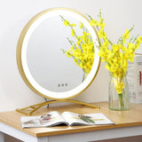 Round Vanity Mirror 50cm/20" Large for Dressing Table, 3 Light Mode, Adjustable Brightness, 360° Rotation, Plug Charge