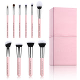 Professional Makeup Brushes 10pcs Set with Brushes Holder, Pink