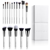 Professional Makeup Brushes 15pcs Set with Brushs Holder, White