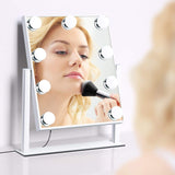 Hollywood Vanity Mirror with 9 LED Light Bulbs, 3 Light Mode, Touch Control, 360° Rotation, USB Rechargeable