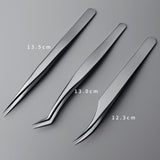 Eyelash Extension Tweezers, Professional Precision Stainless Steel, 3in1 with Box