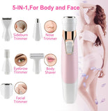 Electric Razor for Women, Noise Trimmer, Eye Brow Trimmer, Facial Shaver, 5in1 Multi-functional, USB Rechargeable