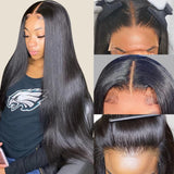 4x4 Lace Front Wigs Human Natural Hair, Straight, 180% Density, Pre Plucked Hairline, 16-30inch