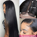 4x4 Lace Front Wigs Human Natural Hair, Straight, 180% Density, Pre Plucked Hairline, 16-30inch