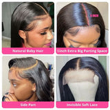 5x5 Lace Front Wigs Human Natural Hair, Straight, 180% Density, Pre Plucked Hairline, 16-30inch