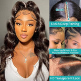 13x6 Lace Front Wigs Human Natural Hair, Body Wave, 180% Density, Pre Plucked Hairline, 16-30inch