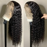 13x4 Lace Front Wigs Human Natural Hair, Deep Wave, 180% Density, Pre Plucked Hairline, 16-30inch