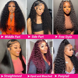 13x4 Lace Front Wigs Human Natural Hair, Deep Wave, 180% Density, Pre Plucked Hairline, 16-30inch