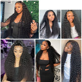 13x4 Lace Front Wigs Human Natural Hair, Deep Wave, 180% Density, Pre Plucked Hairline, 16-30inch