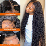 13x6 Lace Front Wigs Human Natural Hair, Deep Wave, 180% Density, Pre Plucked Hairline, 16-30inch