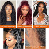 13x6 Lace Front Wigs Human Natural Hair, Deep Wave, 180% Density, Pre Plucked Hairline, 16-30inch