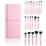 FREYARA Professional Makeup Brushes Set 25pcs Glitter Pink with Brushes Holder Pink