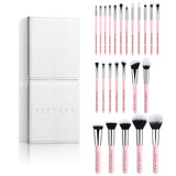 Professional Makeup Brushes Set 25pcs Glitter Pink with Brushes Holder White