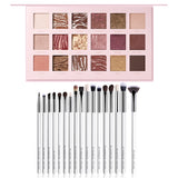 Eyeshadow Brushes 17pcs Set White with Dark Nude Eyeshadow Palette