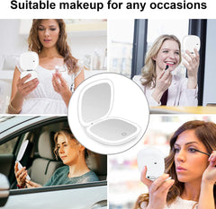 Mini LED Makeup Mirror, 1X/5X Double Sided, Portable for Travel, USB Rechargeable
