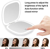 Mini LED Makeup Mirror, 1X/5X Double Sided, Portable for Travel, USB Rechargeable