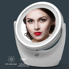 LED Makeup Mirror Double Sided 1X/5X Magnifying, 360° Rotation, 3 Light Mode, USB-powered