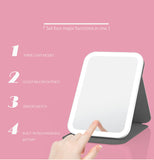 LED Makeup Mirror Foldable, 360° Rotation, 3 Lighting Mode, USB Rechargeable