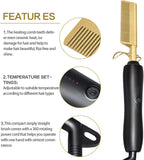 Electric Hair Straightening Comb Heated, 80℃-200℃, 10s Quick Heating, for Wet and Dry Hair, UK Plug