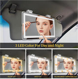 Car Sun Visor Makeup Mirror, 3 Light Modes, 60 LEDs, Smart Touch, USB Rechargeable