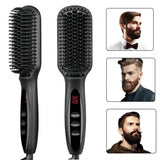 Beard Straightener Comb for Men, Electric Heated, 120°C-230°C 12 Temp Levels, Anti-Scald Ionic, UK Plug