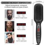 Beard Straightener Comb for Men, Electric Heated, 120°C-230°C 12 Temp Levels, Anti-Scald Ionic, UK Plug