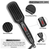 Beard Straightener Comb for Men, Electric Heated, 120°C-230°C 12 Temp Levels, Anti-Scald Ionic, UK Plug