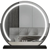 Round Makeup Vanity Mirror 24"/60cm Large for Dressing Table, LED Strip, 3 Light Mode, 360° Rotating, Adjustable Brightness, UK Plug