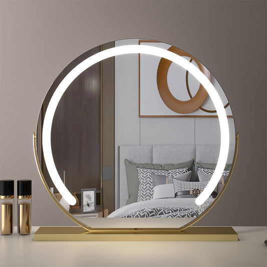 Round Makeup Vanity Mirror 24"/60cm Large for Dressing Table, LED Strip, 3 Light Mode, 360° Rotating, Adjustable Brightness, UK Plug
