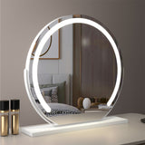 Round Makeup Vanity Mirror 24"/60cm Large for Dressing Table, LED Strip, 3 Light Mode, 360° Rotating, Adjustable Brightness, UK Plug