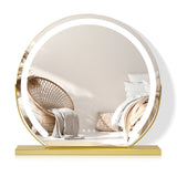 Round Makeup Vanity Mirror 24"/60cm Large for Dressing Table, LED Strip, 3 Light Mode, 360° Rotating, Adjustable Brightness, UK Plug