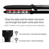 Infrared Steam Hair Straightener, 2" Tourmaline Ceramic Plate, 120℃-230℃ 10 Temps Fast Heating, UK Plug