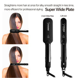 Infrared Steam Hair Straightener, 2" Tourmaline Ceramic Plate, 120℃-230℃ 10 Temps Fast Heating, UK Plug