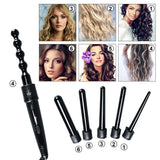 6in1 Hair Curling Iron Interchangeable, 9mm-32mm Tourmaline Ceramic Barrel, 150°C-210°C 2 Temps Mode, UK Plug