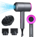 Ionic Hair Dryer, 1800W Fast Dry, 2 Nozzles & 1 Diffuser, 3 Temps & 2 Speed, UK Plug