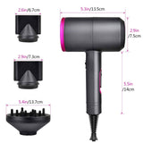 Ionic Hair Dryer, 1800W Fast Dry, 2 Nozzles & 1 Diffuser, 3 Temps & 2 Speed, UK Plug