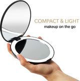 LED Makeup Mirror for Travel, 1x/10x Magnification, Compact, Portable, USB Rechargeable