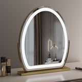 Oval Vanity Mirror with LED Strip, 3 Sizes, Smart Touch 360 Rotation, 3 Colors Mode, Adjustable Brightness, UK Plug