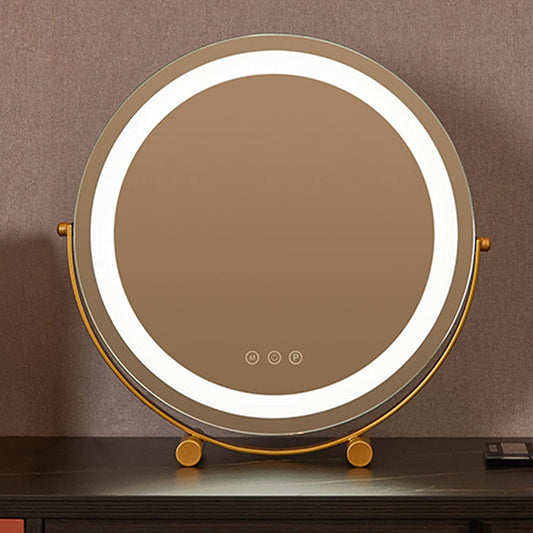 Round LED Vanity Mirror 50cm/20" Large for Bedroom Table, Smart Touch, 3 Light Mode, Adjustable Brightness, 360° Rotation, UK Plug