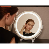 Round LED Vanity Mirror 50cm/20" Large for Bedroom Table, Smart Touch, 3 Light Mode, Adjustable Brightness, 360° Rotation, UK Plug