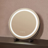 Round LED Vanity Mirror 50cm/20" Large for Bedroom Table, Smart Touch, 3 Light Mode, Adjustable Brightness, 360° Rotation, UK Plug